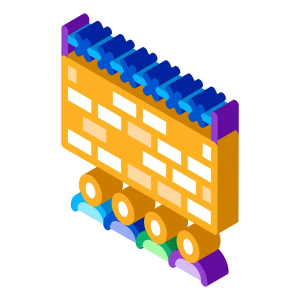Förbjudna människor bakom staket isometrisk ikon vektor illustration — Stock vektor