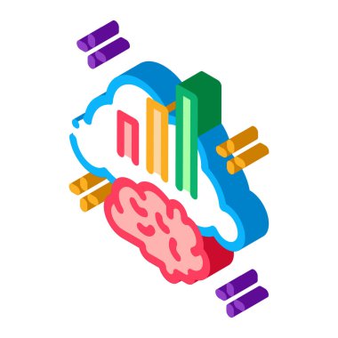 Beyin fırtınası şeması izometrik ikon vektör çizimi