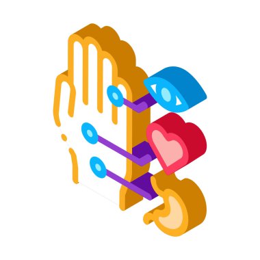 Kol izometrik ikon vektör illüstrasyonu üzerindeki organların çarpma noktaları