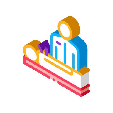 İnsan akupunktur ve doktor izometrik ikon vektör çizimi