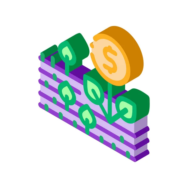 ( 영어 ) money tree on field isometric icon vector illustration — 스톡 벡터