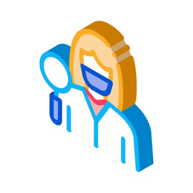 Araştırmacı dermatolog doktor izometrik ikon vektör çizimi