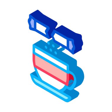 Çay fincanına izometrik ikon vektör illüstrasyonuna şeker serpin