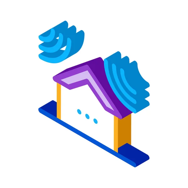 Sound acting on residential building isometric icon vector illustration — Stock Illustration Sound acting on residential building isometric icon vector illustration Stock Illustration