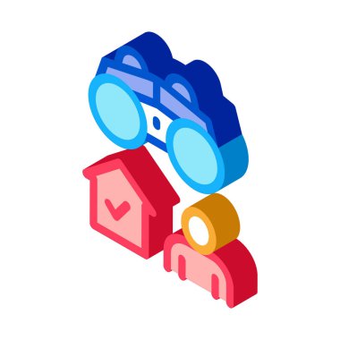 ev gözetimi izometrik ikon vektör çizimi