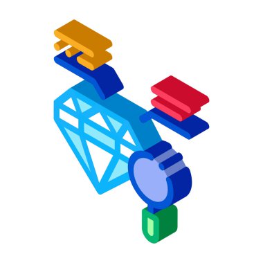 Denetim çalışması elmas taş izometrik ikon vektör çizimi
