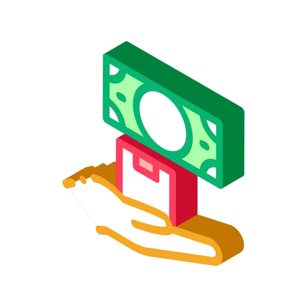 Lösegeld für Geld bei Pfandhaus isometrische Icon-Vektor-Illustration — Stockvektor