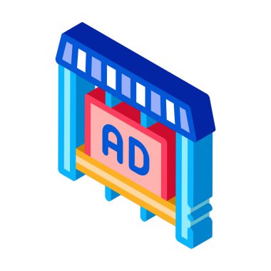 Karşı depolama izometrik ikon vektör illüstrasyonunda reklamcılık