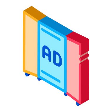 Reklam kitapçığı izometrik ikon vektör illüstrasyonu