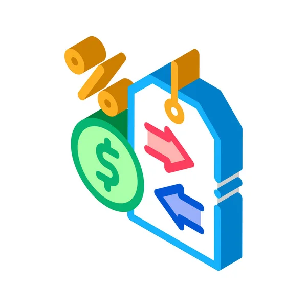Cash interest price tag icône isométrique illustration vectorielle — Image vectorielle