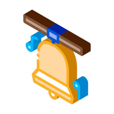 Kilise çanları izometrik ikon vektör illüstrasyonu