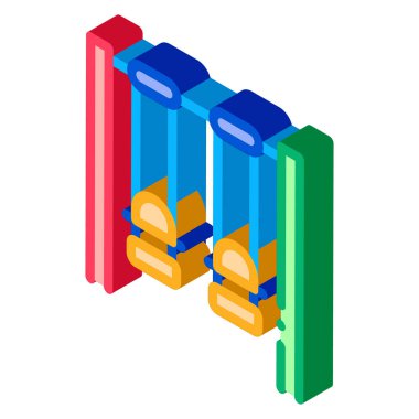 çocuklar için iki salıncak izometrik ikon vektör çizimi