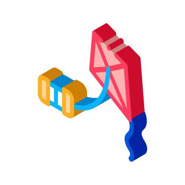Halat fıçısı izometrik ikon vektör illüstrasyonlu uçurtma