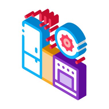 Mutfak izometrik ikon vektör çiziminde zararlı bakteriler