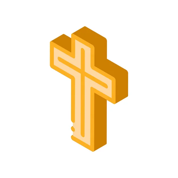 View of golden cross isometric icon vector illustration — Stock Vector