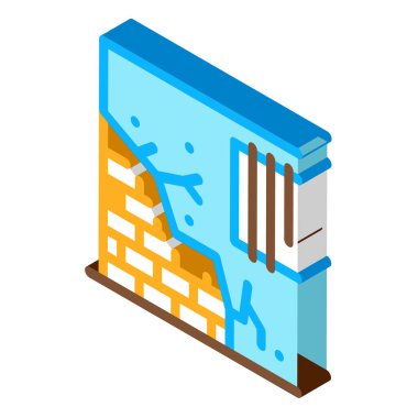 Ev izometrik ikon vektör illüstrasyonunun bırakılmış temeli