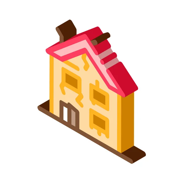 Effondrement de la vieille maison icône isométrique illustration vectorielle — Image vectorielle