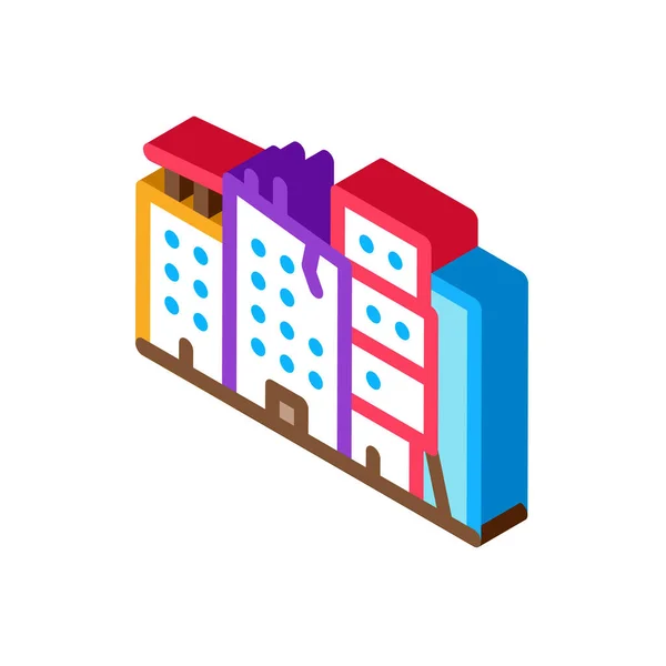 Illustration vectorielle d'icône isométrique détruite de bâtiments de grande hauteur — Image vectorielle