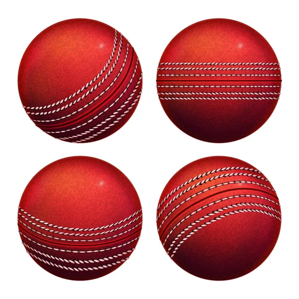 Kriket Kůže míč Sportovní vybavení Set vektor — Stockový vektor