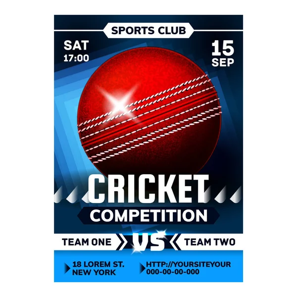 Cricket Game Marketing Anuncio Poster Vector — Vector de stock