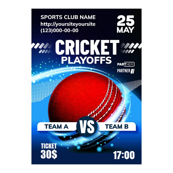 Vecteur de bannière de flyer d'annonce de sport de cricket — Image vectorielle