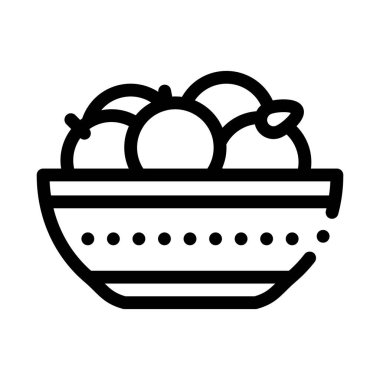 Bir kase portakal ikonu vektörü. Bir kase portakal işareti. izole edilmiş sınır sembolü çizimi