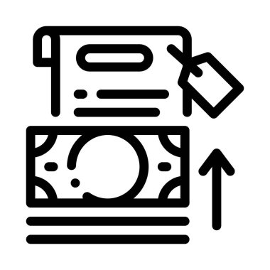 Parayı kağıt simge vektörüne aktar. Parayı kağıt tabelasına transfer et. izole edilmiş sınır sembolü çizimi