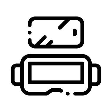 Sanal gerçeklik ikonu vektörü için gözlük. Sanal gerçeklik işareti için gözlük. izole edilmiş sınır sembolü çizimi