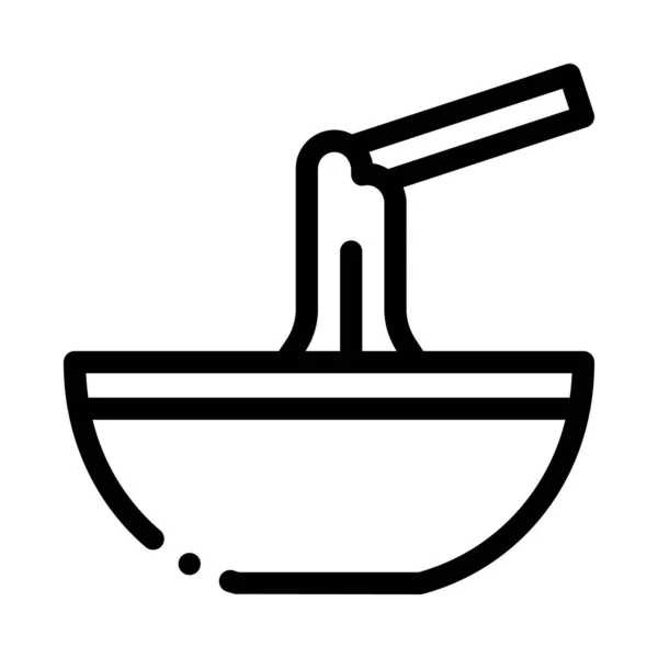 フォンデュ串ボウルアイコンベクトルの液体チーズ フォンデュ串に入った液体チーズ 孤立した輪郭記号図 — ストックベクタ