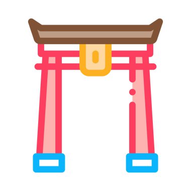Sütun ikonu vektörlü Çince kemer. Sütun tabelalı Çince kemer. renk sembolü çizimi