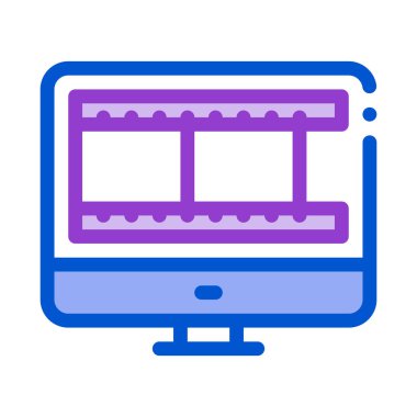 Bilgisayar simgesi vektöründeki geçici video bandı. Bilgisayar imzalı geçici bant. renk sembolü çizimi