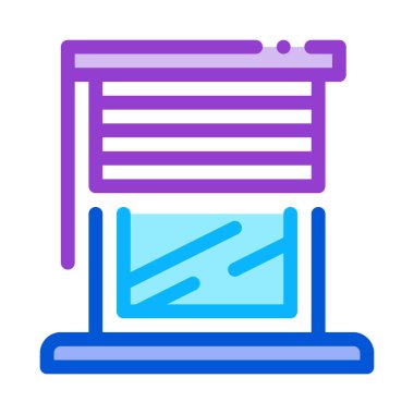 Panjur simgesi vektörlü pencere. Panjurlu pencere. renk sembolü çizimi