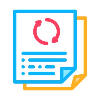 Belge simgesi vektörünü tekrarla. Finansman belgesi işaretini tekrarla renk sembolü çizimi