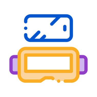 Sanal gerçeklik ikonu vektörü için gözlük. Sanal gerçeklik işareti için gözlük. renk sembolü çizimi