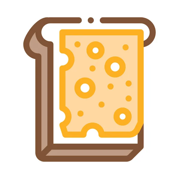 Kaas Sandwich Icoon Vector Broodje Kaas Kleur Symbool Illustratie — Stockvector