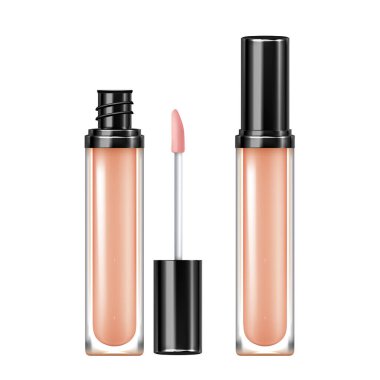 Püskül vektörlü Gizleştirici Kozmetik Şişe. Yüz Derisi Düzeltici Kozmetik Ürünlerinin Boş Paketi Açıldı ve Kapandı. Kozmetik Konteynır Şablonu Gerçekçi 3D İllüstrasyon