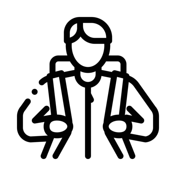 Людина Мандрівник Вектором Значка Рюкзака Чоловік Мандрівник Знаком Рюкзака Ізольована — стоковий вектор
