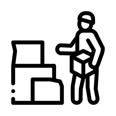 Karton kutu ikon vektörlü evsiz. Evsiz ve karton kutular işaretli. izole edilmiş sınır sembolü çizimi