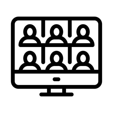 Online konferans ikonu vektörü. Online konferans işareti. izole edilmiş sınır sembolü çizimi