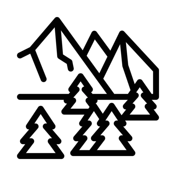 多雪的山地和森林自然图标矢量 多雪的高山和森林自然的标志 孤立等高线符号图解 — 图库矢量图片