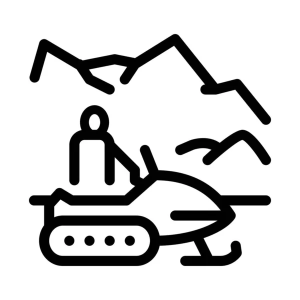 スノーモービル冬季輸送アイコンベクトル スノーモービルの冬の交通標識 孤立した輪郭記号図 — ストックベクタ