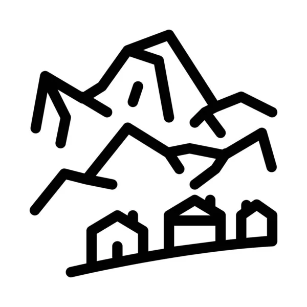 Skigebiet Dorf Ikone Vektor Ortsschild Skigebiet Isolierte Kontursymboldarstellung — Stockvektor