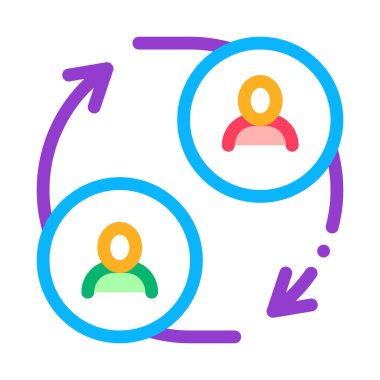 Sahte ikon vektöründe insan fotoğrafını değiştir. Sahte tabelayla insan fotoğrafını değiştir. renk sembolü çizimi