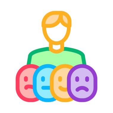 İnsan derin sahte birçok yüz ikon vektörü. İnsan derin sahte yüzleri işaretler. renk sembolü çizimi