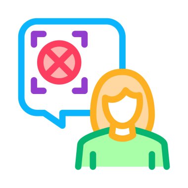 Kadın ikon vektörünü reddediyor. Kadın reddetme işareti. renk sembolü çizimi