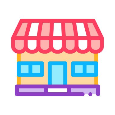 Mağaza binası ikon vektörü. Dükkan binası tabelası. renk sembolü çizimi