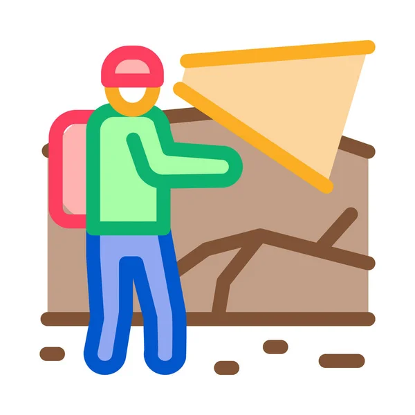 Člověk Jeskynním Vektoru Člověk Jeskyni Ilustrace Barevného Symbolu — Stockový vektor