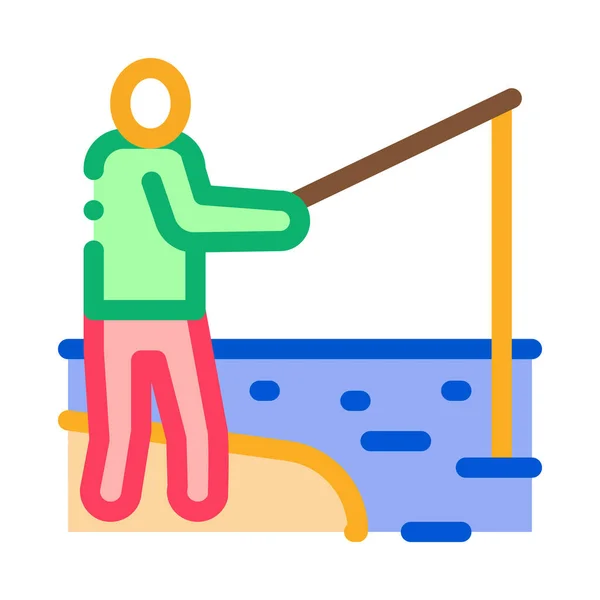 Fisherman Fishing Icon Vector Fisherman Fishing Sign Color Symbol Illustration — Stock Vector