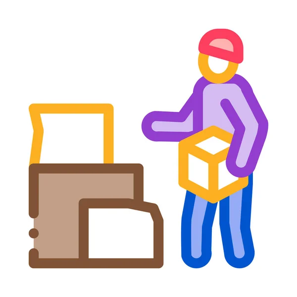 homeless with cardboard boxes icon vector. homeless with cardboard boxes sign. color symbol illustration
