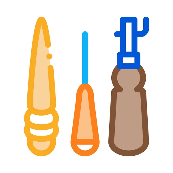 Leder Reparaturwerkzeuge Symbol Vektor Leder Reparaturwerkzeuge Zeichen Farbige Symbolabbildung — Stockvektor